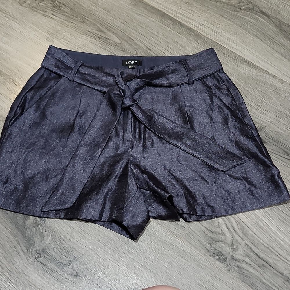 NWOT LOFT Metallic Slate Silky Shorts